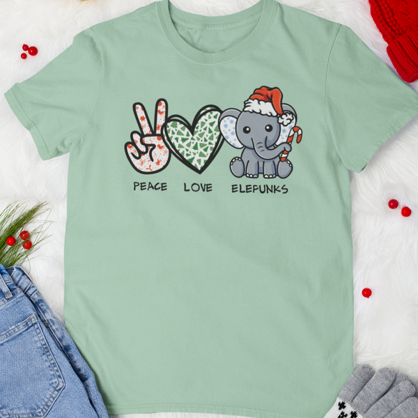 Peace, Love & Elefunks - Christmas T-Shirt