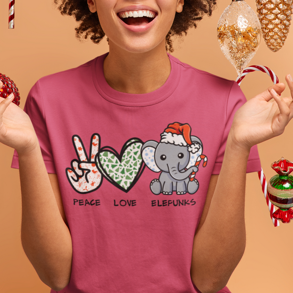 Peace, Love & Elefunks - Christmas T-Shirt