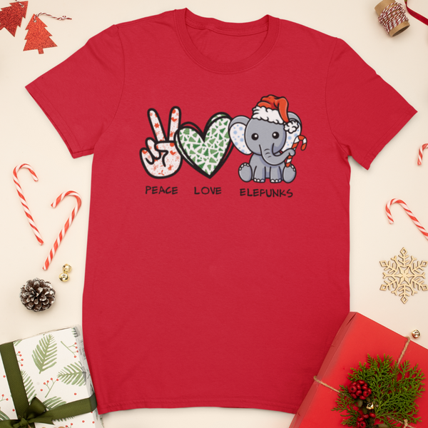 Peace, Love & Elefunks - Christmas T-Shirt