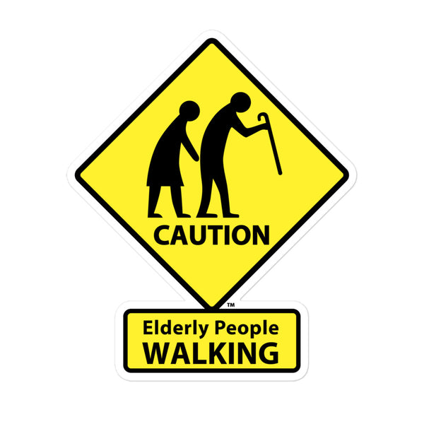 CAUTION: Elderly People WALKING Stickers