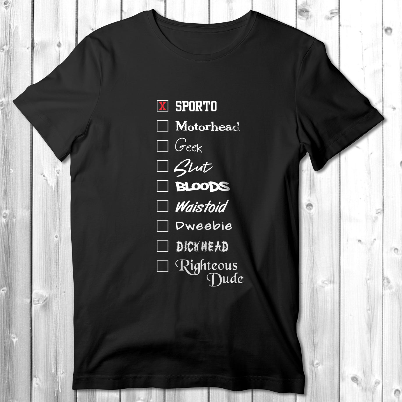 FERRIS BUELLER - "Sporto, Motorhead, Dweebie" T-Shirt